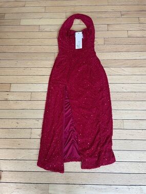 Oh Polly Red Sequin Halter Dress